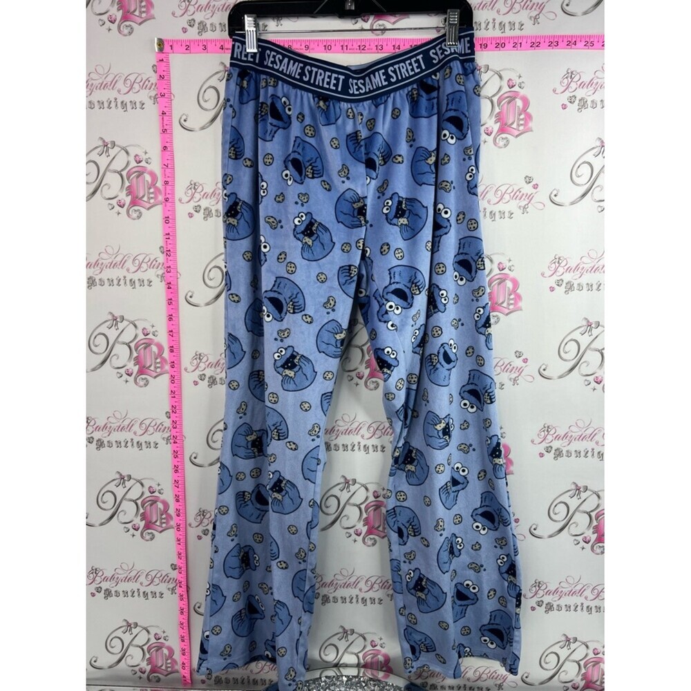 Sesame Street pants soft fleece Blue Cookie Monster Pajama Bottoms